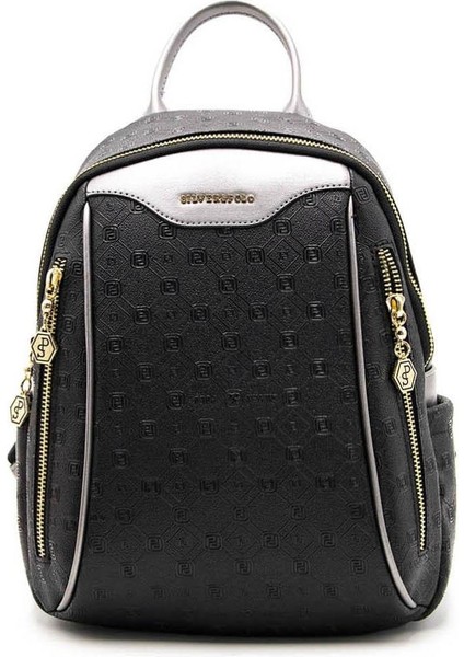 Silver Polo Siyah - Platin NV906 Kadın Sırt Çantası