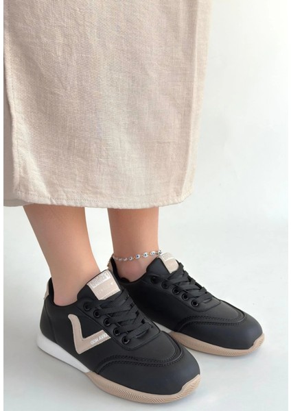 Jowen Siyah Cilt Bej Detaylı Bağcıklı Spor Ayakkabı fiyatları