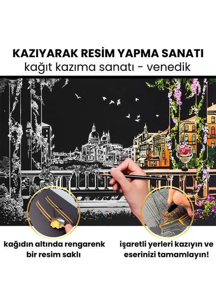 Kazıyarak Resim Yapma Sanatı – Hobi Çizim Kitleri – Scratch Art Kazıma Sanatı Seti - Kalem Dahil