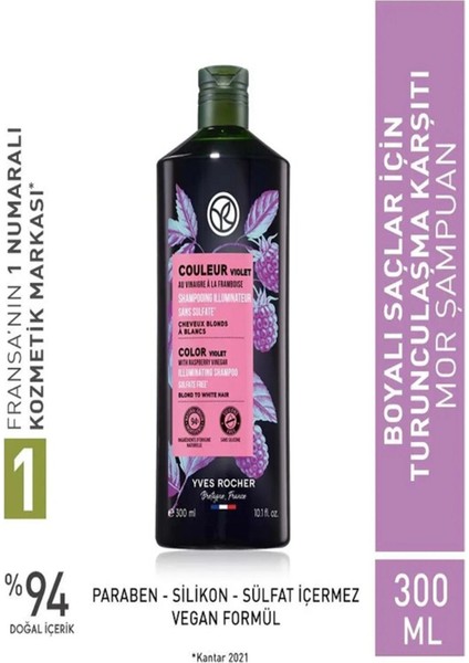 Turunculaşma Karşıtı Mor Şampuan - Boyalı Saçlar / Couleur Frambuaz Sirkesi ve Gardenya 300 ml