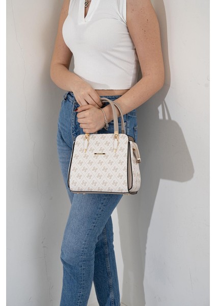 Kadın Omuz Çantası 1136-44487 Silver Polo Bayan Çantası M178 Bej-Mat Kum