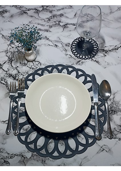 1 Adet Suni Deri Supla Amerikan Servis Tabak Altlığı Sofra Servis Sunum