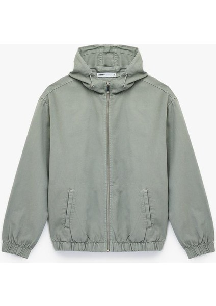Pamuklu Cepli Uzun Kollu Fermuarlı Oversize Kapşonlu Jean Ceket (Aw 299)