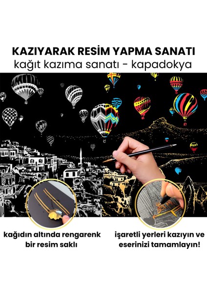 Kazıyarak Resim Yapma Sanatı – Hobi Çizim Kitleri – Scratch Art Kazıma Sanatı Seti - Kalem Dahil