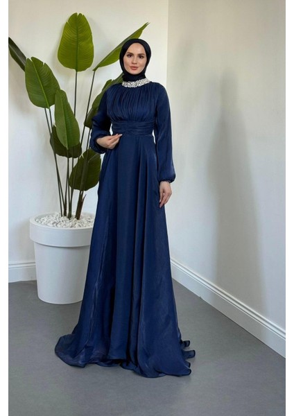 Talya Boynu Taşlı Abiye Lacivert fiyatları