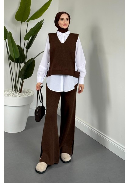 Venüs Üçlü Triko Takım Kahverengi