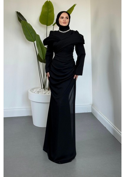 Lyra Pelerinli Balık Abiye Siyah fiyatları