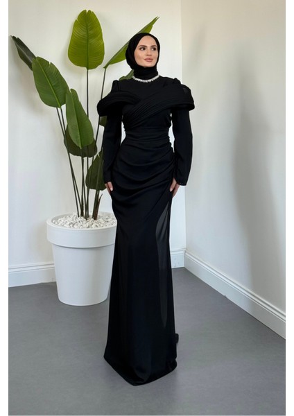 Lyra Pelerinli Balık Abiye Siyah modelleri