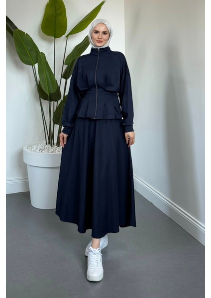 Vion Bel Patlı Pileli Etek Takım Lacivert fiyatları