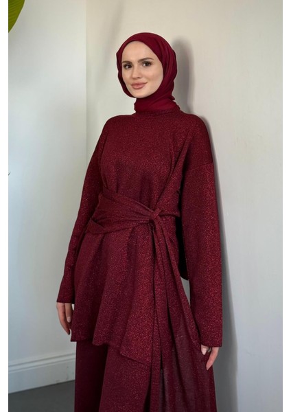 Brillante Yandan Pelerinli Takım Bordo fiyatları