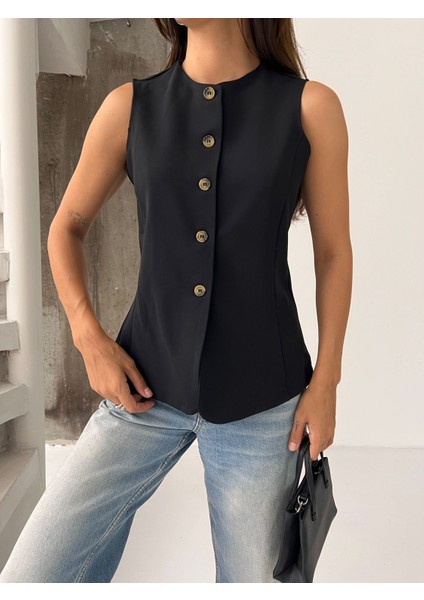 Kadınönü Düğmeli Bisiklet Yaka Yelek modelleri