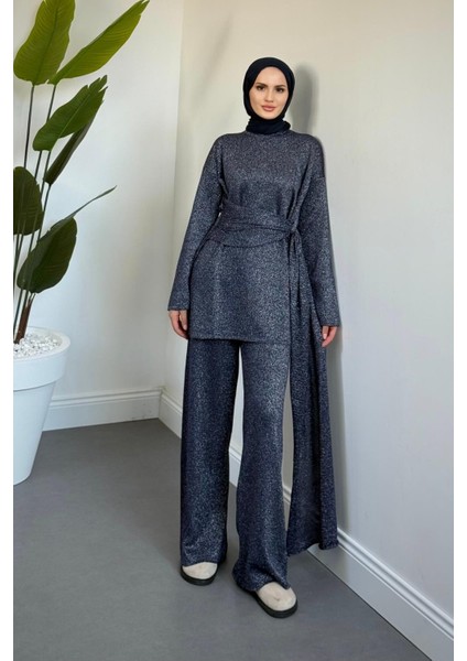 Brillante Yandan Pelerinli Takım Lacivert