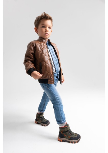 Erkek Çocuk Haki Hakiki Deri Anatomik Günlük Bot fiyatları