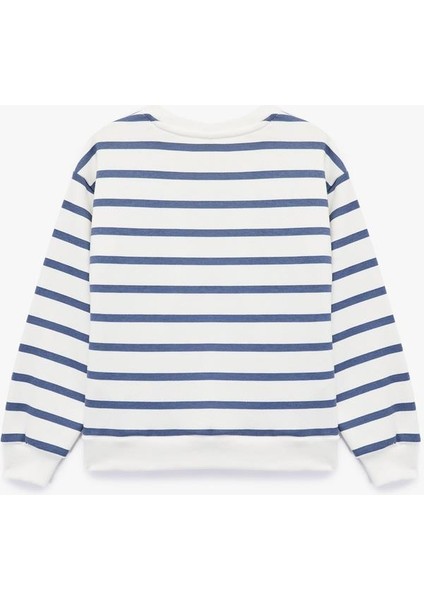 Kız Çocuk Şardonlu Bisiklet Yaka Uzun Kollu Nakış Detaylı Çizgili Sweatshirt (Aw 154) fiyatları