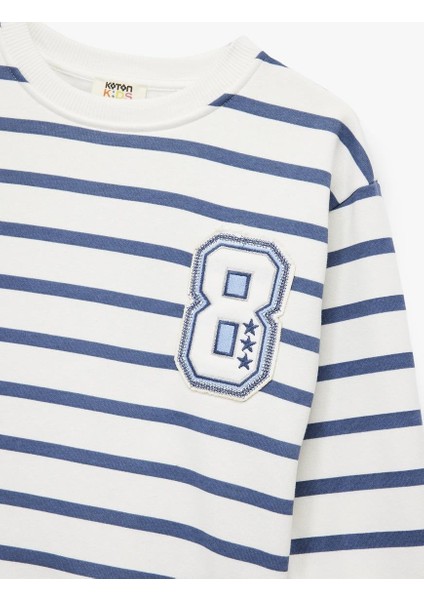 Kız Çocuk Şardonlu Bisiklet Yaka Uzun Kollu Nakış Detaylı Çizgili Sweatshirt (Aw 154) modelleri