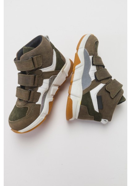 Erkek Çocuk Haki Hakiki Deri Anatomik Günlük Bot indirimleri