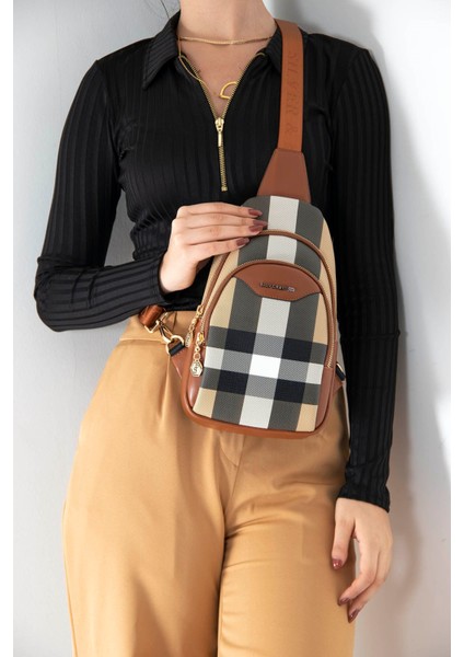 Bej Iki Bölmeli Kadın Bel Çantası SP959