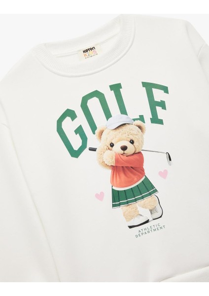 Kız Çocuk Pamuklu Ayıcık Baskılı Uzun Kollu Bisiklet Yaka Sweatshirt (Aw 206) modelleri