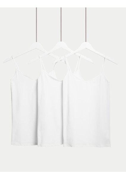 3'lü Pamuk Karışımlı İnce Askılı Atlet