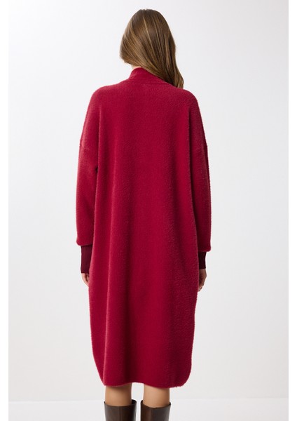 Sakallı Uzun Triko Hırka LNX0012 Bordo fırsatları