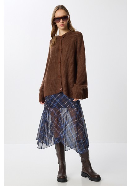 Yün Karışımlı Düğmeli Triko Hırka LİY0002 Kahverengi modelleri