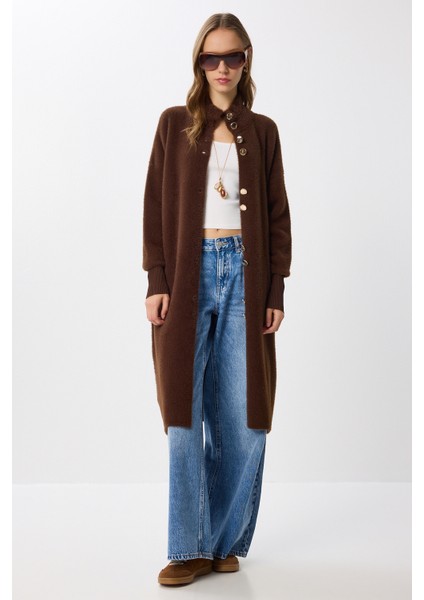 Sakallı Uzun Triko Hırka LNX0012 Kahverengi fiyatları