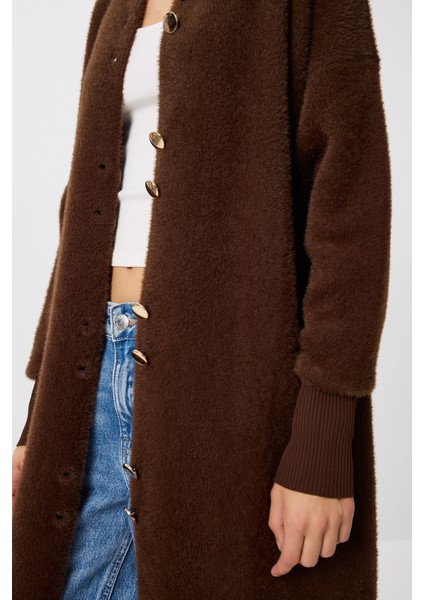 Sakallı Uzun Triko Hırka LNX0012 Kahverengi indirimleri