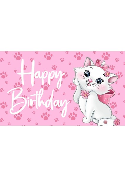 Sevimli Kedi Temalı Doğum Günü Afişi Arkafonu 60X100 Vinil Branda Pankart Doğum Günü Parti Seti Süsü fiyatları