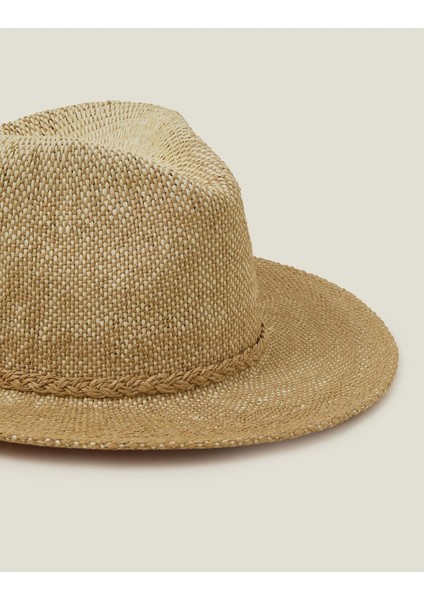 Fedora Wıth Braıd Trım Natural fırsatları