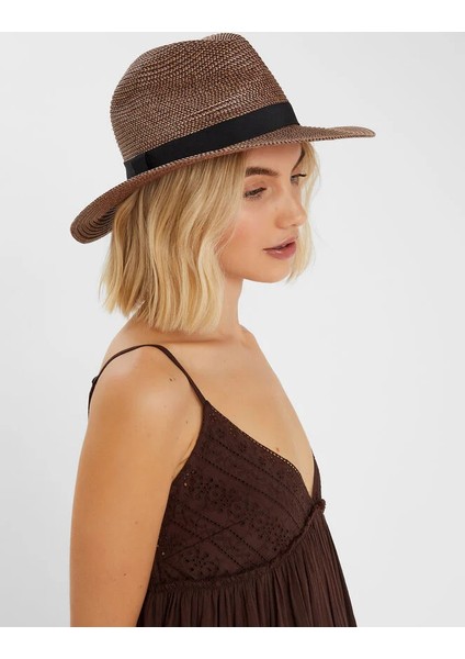 Chocolate Fedora Hasır Şapka fırsatları