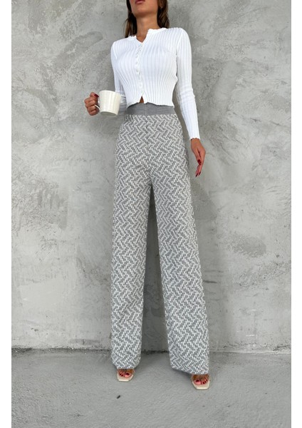Desenli Esnek Rahat Kalıp Triko Pantalon fırsatları