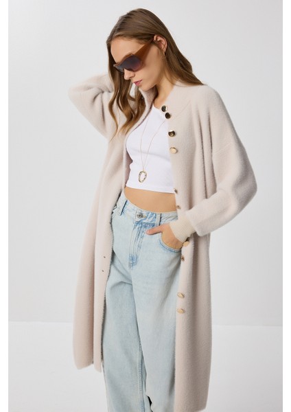 Sakallı Uzun Triko Hırka LNX0012 Bej fiyatları
