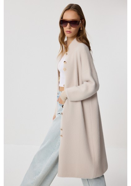 Sakallı Uzun Triko Hırka LNX0012 Bej fırsatları