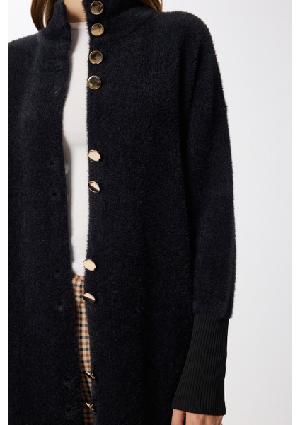 Sakallı Uzun Triko Hırka LNX0012 Siyah fırsatları