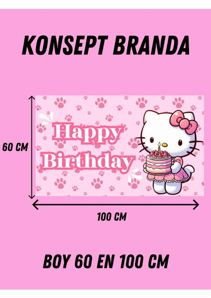 Taçlı Kedi Temalı Doğum Günü Afişi Arka Fonu 60X100 Vinil Branda Pankart Doğum Günü Parti Seti Süsü modelleri