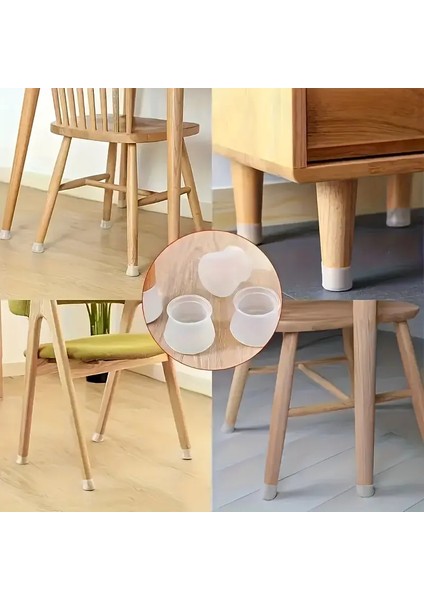 24 Adet Silikon Sandalye Ayak Ucu Koruyucu Mobilya Bacak Koruma Kapağı Zemin Çizilmesini Önler Sessiz Kayma Kolay Takılır 3.5-5.5 cm modelleri