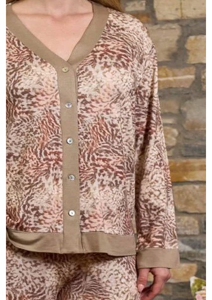 26290 Kadın Uzun Kollu Gömlek Pijama Takım-Desenli fiyatları