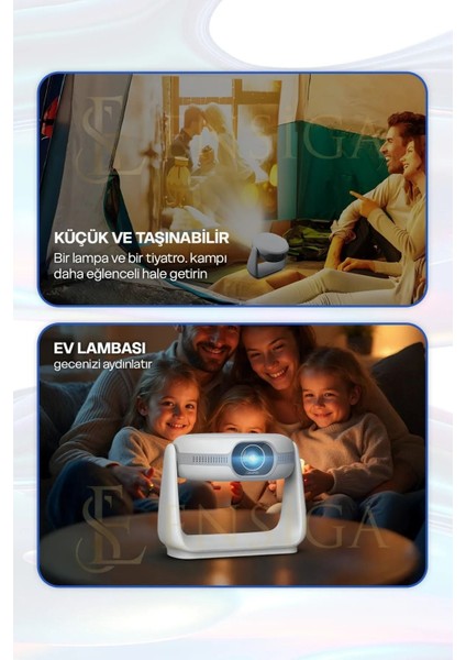 Bluetoothlu Android 4K Görüntülü Hoparlörlü Taşınabilir Sinema Projektörü fırsatları