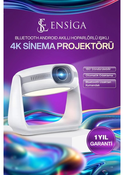 Bluetoothlu Android 4K Görüntülü Hoparlörlü Taşınabilir Sinema Projektörü indirimleri