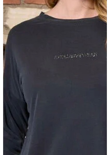 26232 Kadın Uzun Kollu Bisiklet Yaka Pijama Takımı-Antrasit fiyatları