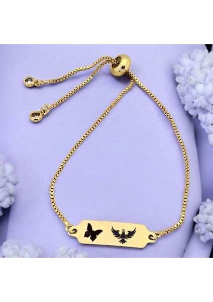 14 Ayar Altın Plakalı Kral Kartal Temalı Zincirli Kelebek Motifli Hediye BILEKLIK-643SEMBOL fiyatları
