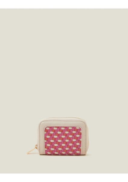 Pınk Weave Zıp Wallet Pastel Multi