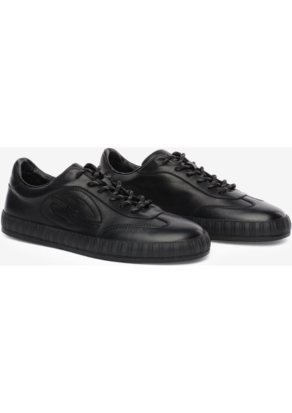 Erkek Siyah Hakiki Deri Sneaker Ayakkabı 5K1SA18485
