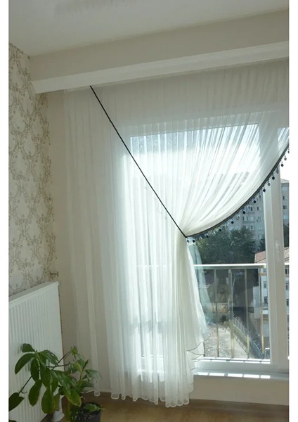 Kruvaze Perde Tul Sık Pile 1x3 Boncuklu Mekanikli Grek Kumaş