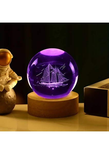 Kişiye Özel Yelkenli Gemi 3D Lazer Işlemeli Dekoratif Gece Lambası 8*6cm indirimleri