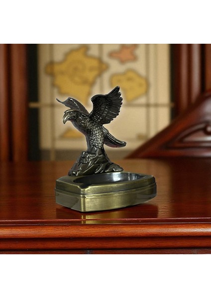 Kartal Figürlü Metal Çakmaklı Masa Kül Tablası