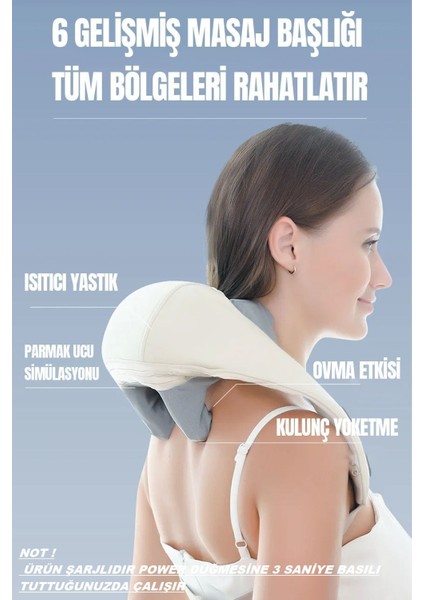 Şarjlı 2024 Yeni Nesil 8d Boyun Sırt Omuz Yoğurma Asmalı Masaj Yastığı Akupunktur Masajı