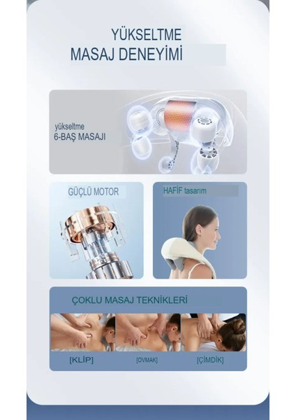 Şarjlı 2024 Yeni Nesil 8d Boyun Sırt Omuz Yoğurma Asmalı Masaj Yastığı Akupunktur Masajı