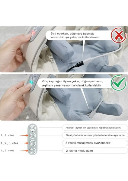 Şarjlı 2024 Yeni Nesil 8d Boyun Sırt Omuz Yoğurma Asmalı Masaj Yastığı Akupunktur Masajı