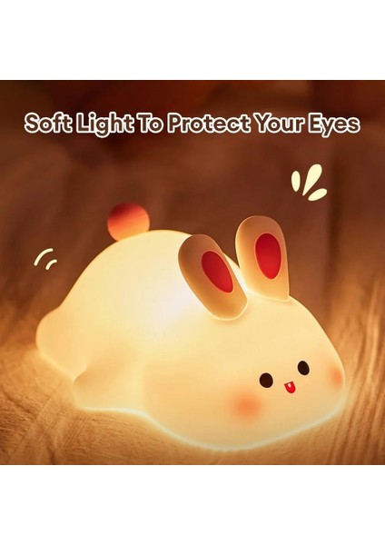 Sevimli Tavşan Dokunmatik Renk Değiştiren Gece Lambası (Rgb) indirimleri